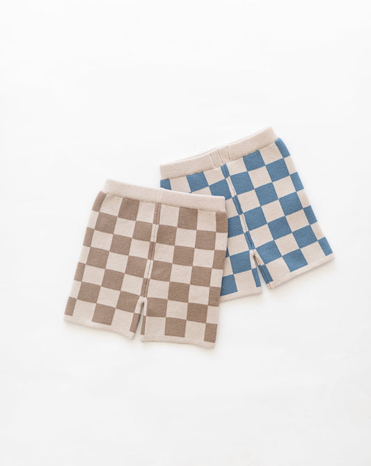 checkerboard knit bike shorts