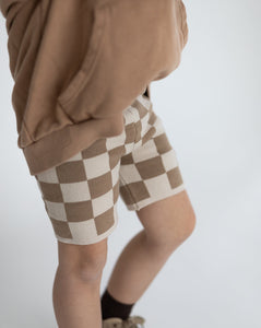 checkerboard knit bike shorts